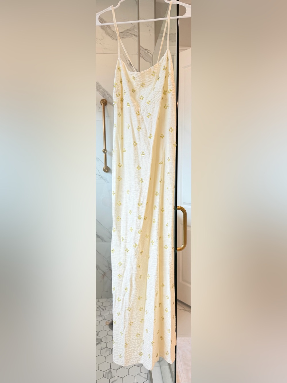 H&M Cream Slip Dress with Yellow Floral Print